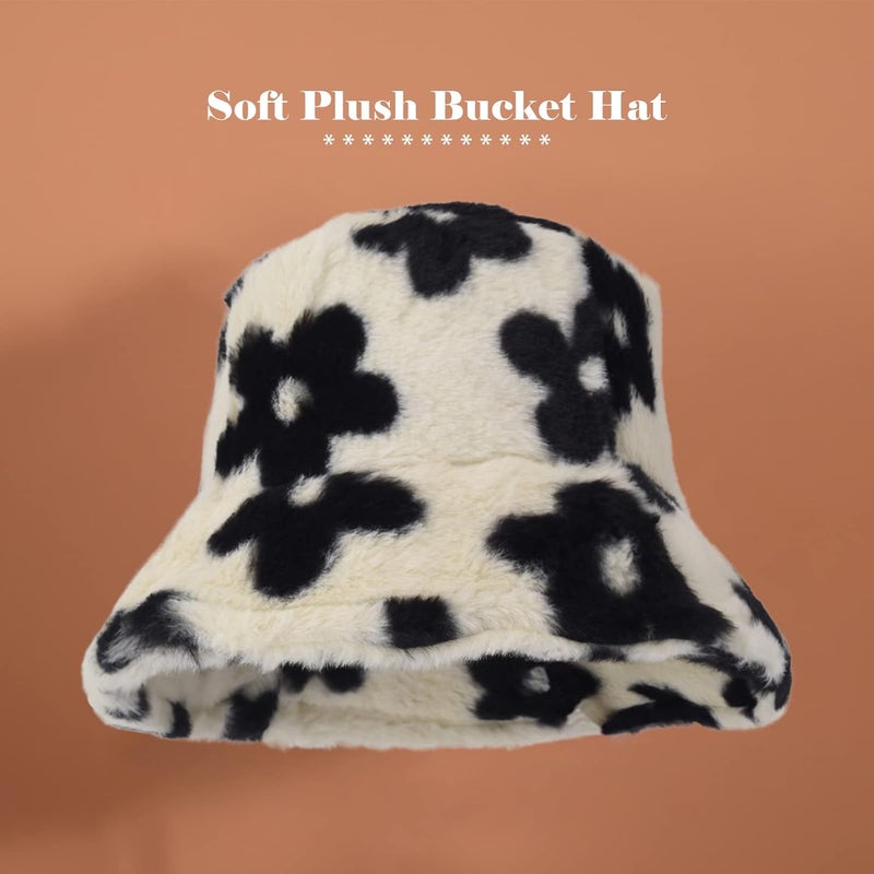 Yonchic Store Winter Soft Faux Fur Plush Bucket Hat, Lovely Fisherman Cap, Fashion Outdoor Thick Warm Sun Cap for Women - Image 3